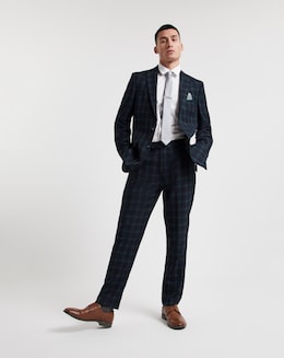 Tonal Tartan Check Suit Trousers