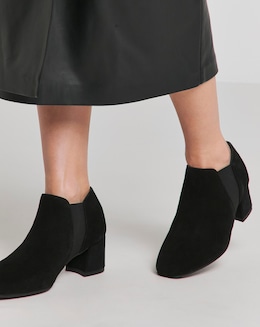 Heavenly Soles Colette Leather Mid Block Heel Shoe Boots - Extra Wide Fit (EEE)