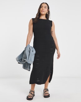 Simply Be Black Crochet Midi Dress