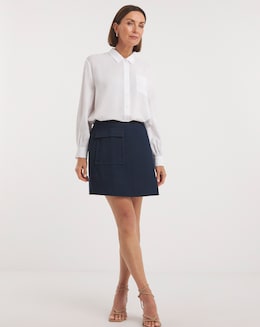 Whistles Indigo Denim Mini Wrap Skirt