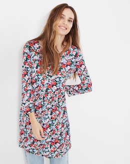 Joules Erin Floral V Neck Jersey Tunic