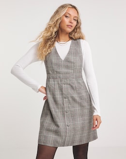 Check Skater Pinafore Dress