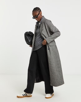 Check Slim Maxi Column Coat