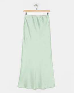 Flounce London Sage Green Heavy Satin Slip Maxi Skirt