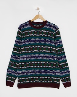 Burgundy Crew Neck Fairisle Jumper