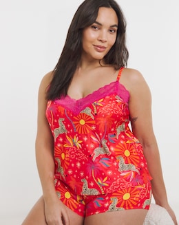 Satin Lace Cami Shortie Pyjama Set