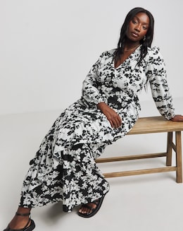 Lovedrobe Mono Floral Frill Dress