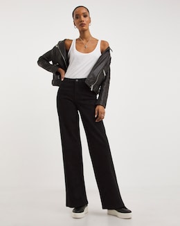 Black 24/7 Wide Leg Jeans