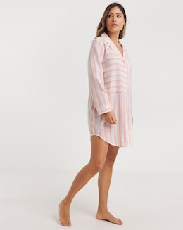 Stripe Button Through Nightshirt