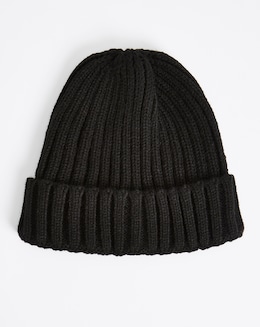 Black Fisherman Beanie Hat