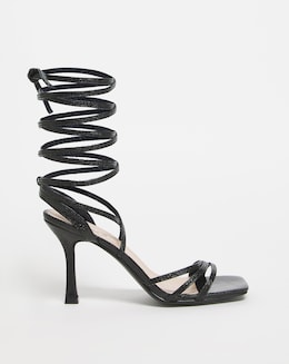 Soria Ankle Tie Heeled Sandals Ex Wide Fit