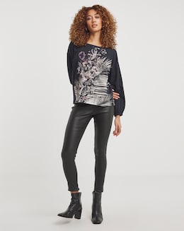 Religion Comet Long Sleeve Floral Top