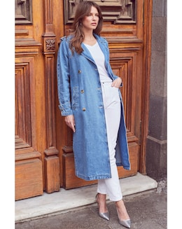 Sosandar Denim Trench Coat