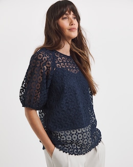 Puff Sleeve Lace Top