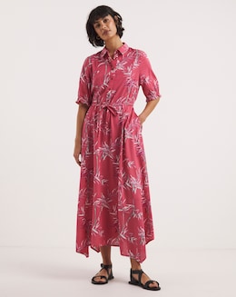 Tie Waist Midi Shirt Dress