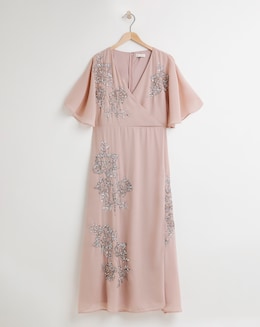 Maya Curve Floral Wrap Sequin Maxi Dress