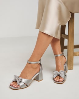 Peppo Diamante Bow Block Heel Sandal - Extra Wide Fit (EEE)
