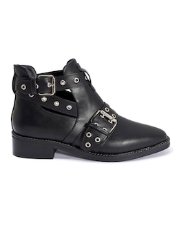 Buckle Cut Out Ankle Boots - Standard Fit (D)