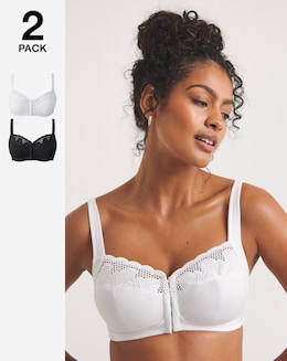 Naturally Close Elana 2 Pack Black/White Front Fastening Full Cup Bra