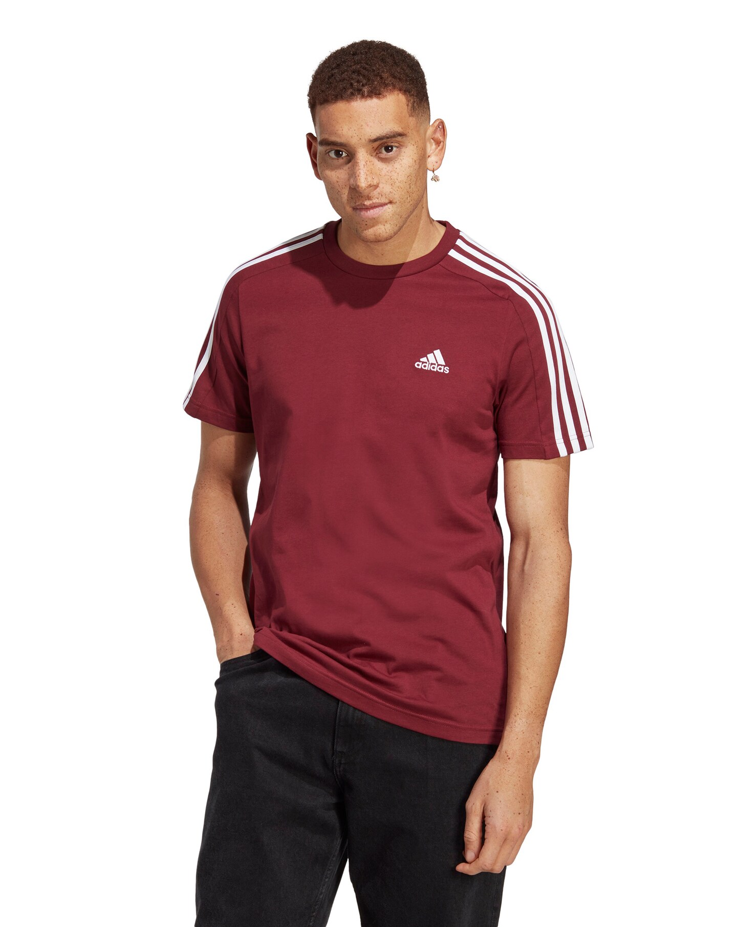 Adidas herren t-shirt essentials 3-stripes crew top