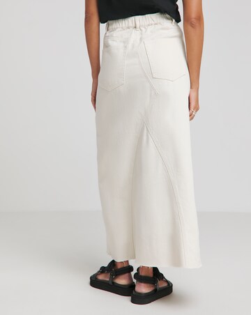 Ecru A Line Maxi Denim Skirt