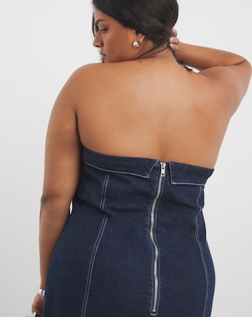 Indigo Bandeau Denim Column Dress