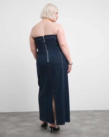 Indigo Bandeau Denim Column Dress