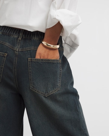 Green Cast Pleat Detail Wide Leg Jean