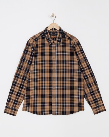 BOSS Long Sleeve Beige Check Shirt