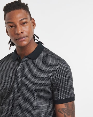 BOSS Short Sleeve Geo Print Polo - Black