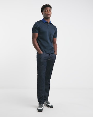 BOSS Short Sleeve Dark Blue Contrast Collar Polo
