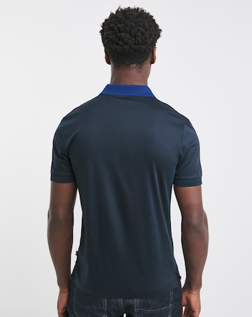 BOSS Short Sleeve Dark Blue Contrast Collar Polo
