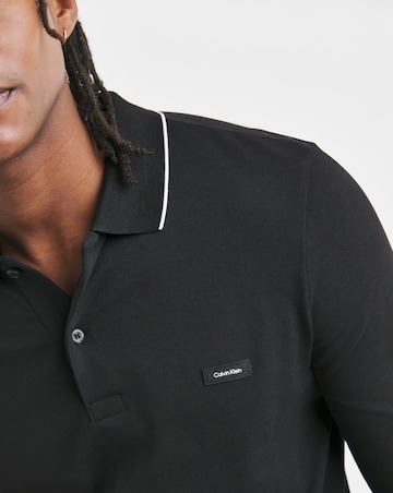 Calvin Klein Long Sleeve Stretch Tipped Polo Black