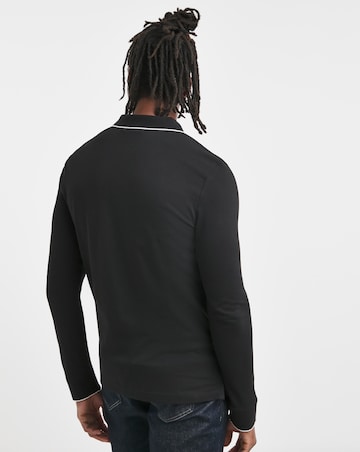 Calvin Klein Long Sleeve Stretch Tipped Polo Black