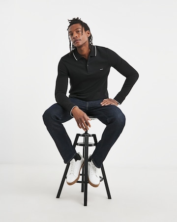 Calvin Klein Long Sleeve Stretch Tipped Polo Black