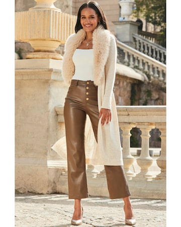 Sosandar Faux Fur Midi Cardigan