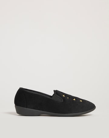Twin Gusset Embroidered Slipper Wide Fit (E)