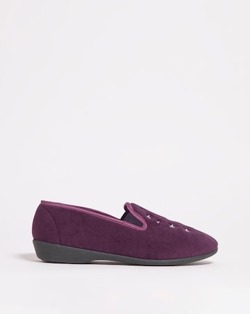 Twin Gusset Embroidered Slipper - Extra Wide Fit (EEE)