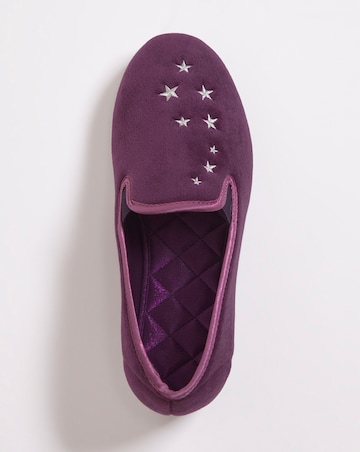 Twin Gusset Embroidered Slipper - Extra Wide Fit (EEE)