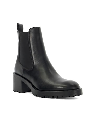 Dune Positivity Black Leather Chunky Chelsea Boots