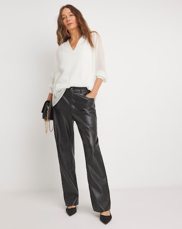 Womens Diamante Chiffon V Neck Long Sleeve Blouse - Champagne