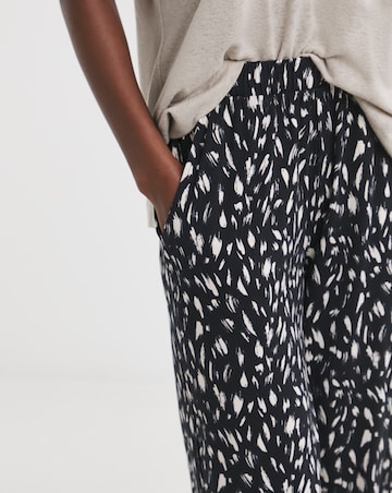Navy Print Jersey Cropped Wide Leg Culottes