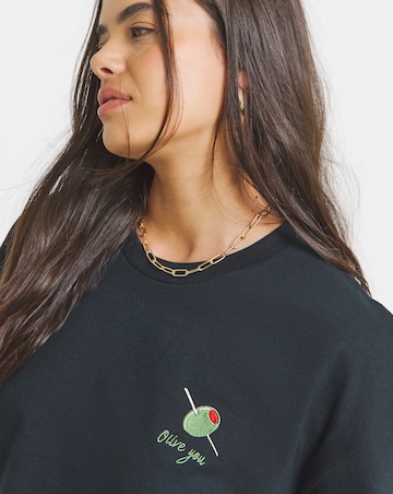 Black Olive Embroidery T-Shirt