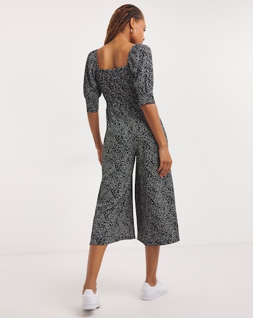 Shirred Waffle Culotte Jumpsuit
