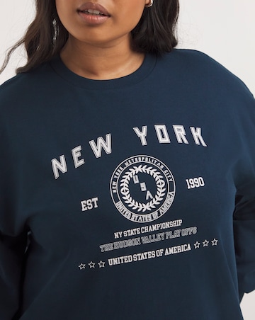 Navy Graphic Sweatshirt Dress