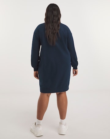 Navy Graphic Sweatshirt Dress