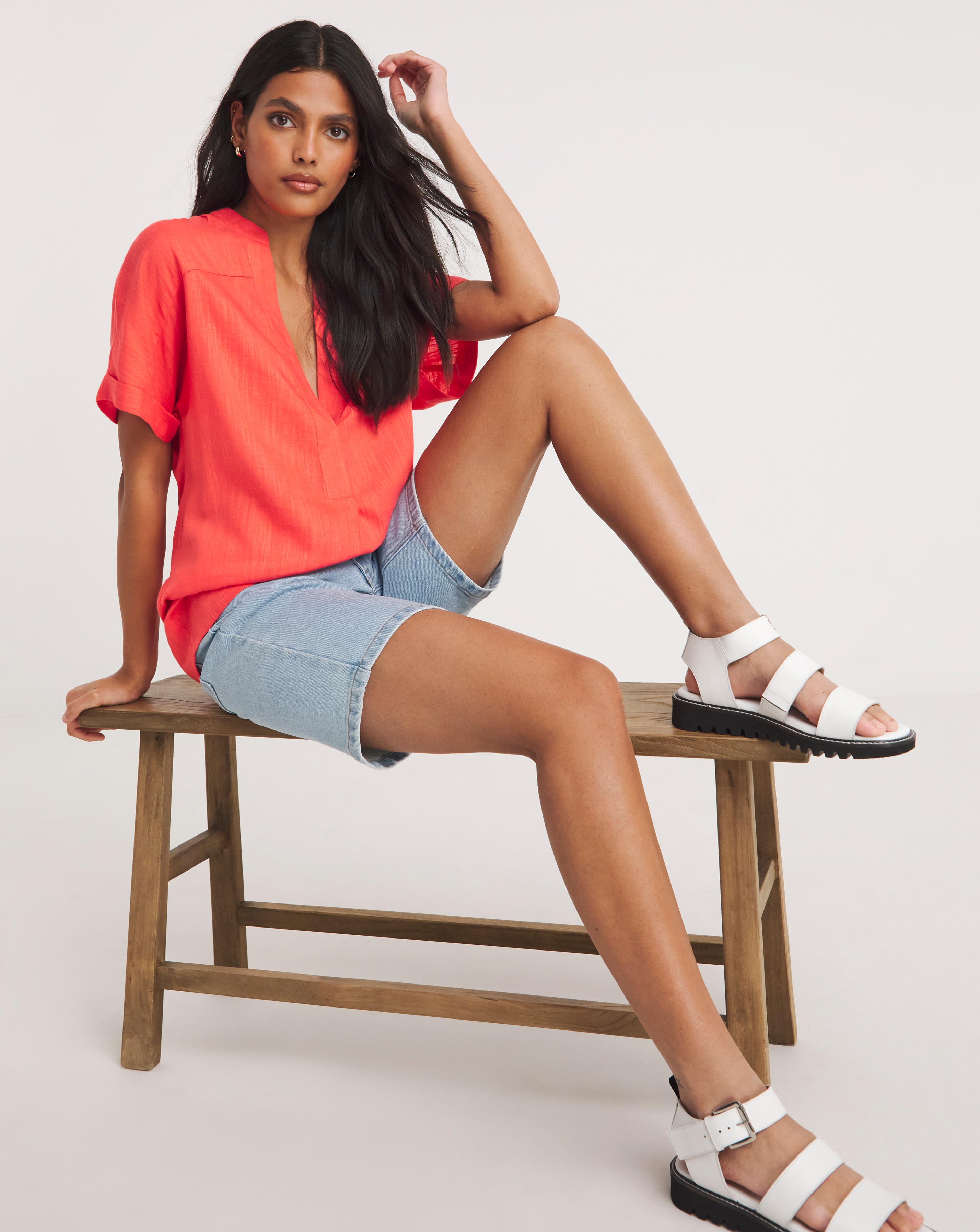 Linen Mix Tunic Top | Crazy Clearance