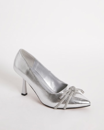 Kara Diamante Knot Heeled Metallic Shoes - Extra Wide Fit (EEE)