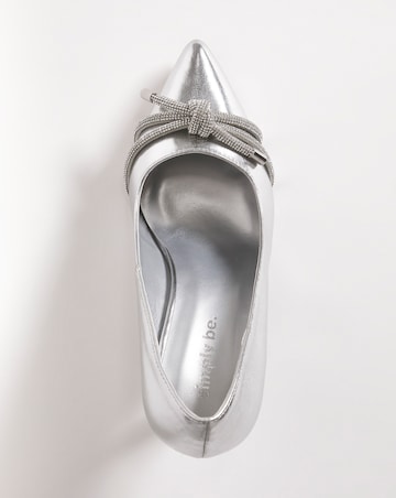 Kara Diamante Knot Heeled Metallic Shoes - Extra Wide Fit (EEE)