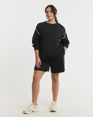 Simply Be Black Whipstitch Detail Oversized Sweatshirt